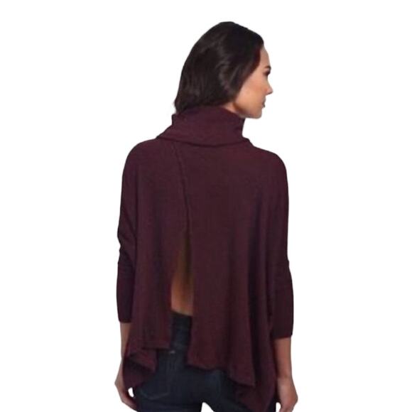 FP Beach World Traveler Mauve Soft Stretchy Split  Cowl Neck Pullover - Picture 2 of 7